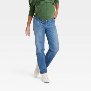Isabel Maternity by Ingrid & Mid Rise Straight Fit Medium Wash